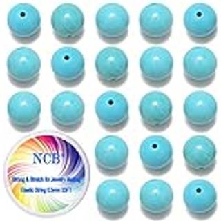 NCB 200pcs 8mm stabiliseret blå turkis ædelsten rund afstandsstykker løs perler til smykkerfremstilling med krystalstrækning (stabiliseret blå tu