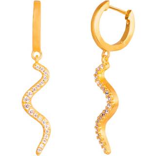 ByBiehl Wave Sparkle Hoop Mini øreringe i forgyldt