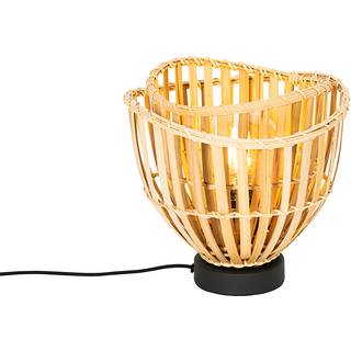 Oriental bordlampe sort med naturlig bambus - Pua