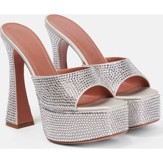 Amina Muaddi Dalida embellished platform mules - silver - EU 38.5