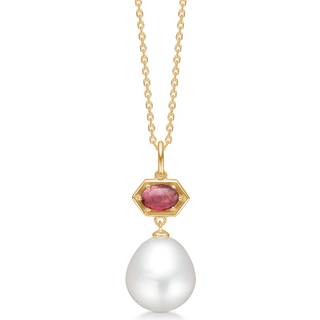 Mads Z Pearl Delight 14 kt. guld vedhæng med pink turmalin og perle