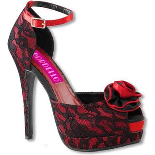 Red Satin Bordello High Heels 36