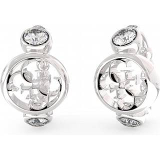 Guess Women’s Perfect Illusion Rhodium-Plated 4G Crystal Mini Hoop Earrings UBE03373RH