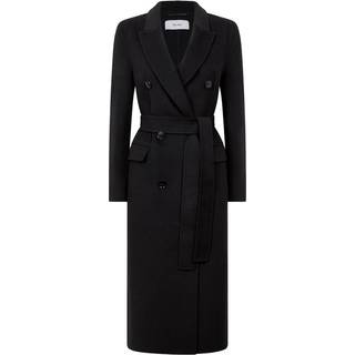 Reiss Reiss Black Arla Relaxed Wool Blend Blindseam Belted Coat