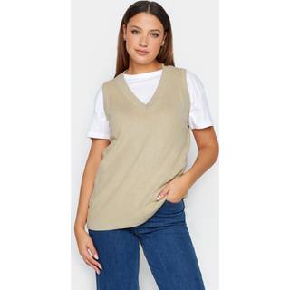Lts Tall Beige Brown Vneck Knitted Vest Top 14-16 Lts | Tall Women's Vests & Camisoles