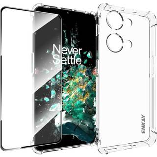 OnePlus Nord 3 (5G) Enkay Fleksibelt Plastik Bagside Cover + Hærdet Glas Skærmbeskyttelse - Gennemsigtig