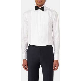 Oscar Jacobson - Slim Fit Cut Away Plisseret Smoking Skjorte Poplin - størrelse 40 - Herre