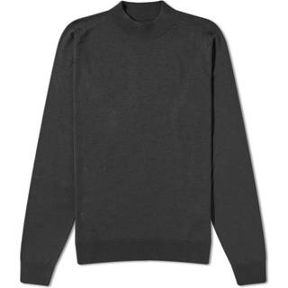 John Smedley Herren Stehkragenpullover schwarz unifarben
