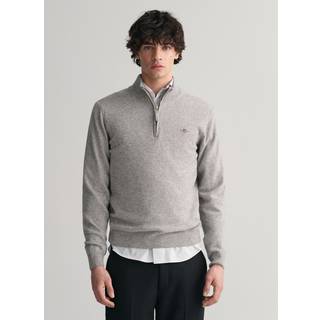 GANT Herre Sweater af ekstra fin lammeuld med halv lynlås (M)
