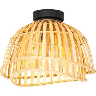 Orientalsk loftslampe sort med naturlig bambus 30 cm - Pua