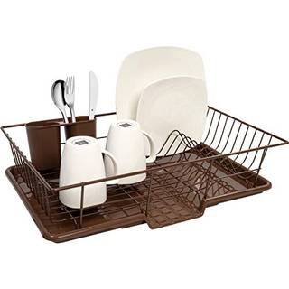 Sweet Home Collection Metal Dish Rack Drainer 3 Piece Set med t?rringsplade og redskabsholder 12 """" X 19 """" X 5 """" Bronze