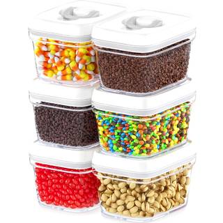 Dwllza Kitchen Airtight Food Storage Containere med låg - 6 stykker All Samme størrelse - Pantry Container til krydderier Candy Nuts Kaffe og te