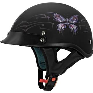 VCAN Cruiser kompliceret sommerfugl motorcykel halvhjelm (fladt sort medium)