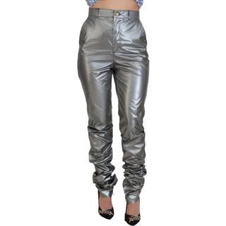 Dolce & Gabbana Metallic Sølv High Waist Skinny Bukser & Jeans