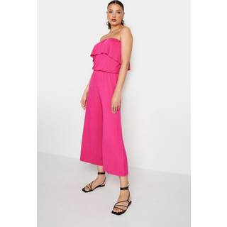 Lts Tall Hot Pink Frill Bandeau Jumpsuit 8-10 Lts | Tall Women's Jumpsuits
