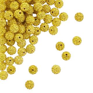 Ph pandahall 100 stk 10 mm rhinestones perler gul bane disco kugle ler perler polymer ler rhinestone perler rundt