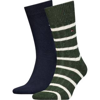 Tommy Hilfiger 2-pak Men Neppy Stripe Sock - Blue/Green - Str 43/46