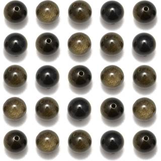 NCB 100pcs 10 mm sort gyldne obsidian perler naturlige semi -dyrebare perler runde glatte ædelstene løse afstand perler charme til halskæder armb