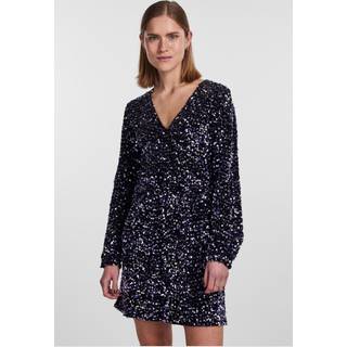 Pieces - Pckam Ls Wrap Dress - Kjoler til hende - Black/purple Silver - XS