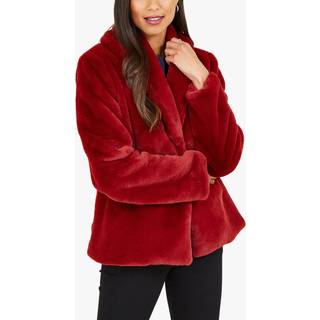Yumi Yumi Red Short Wrap Faux Fur Coat