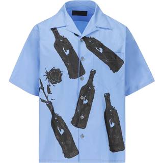 Prada Printed cotton bowling shirt - blue - EU 37