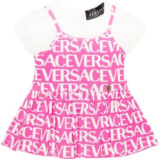 Versace Kids Baby logo cotton-blend jersey dress - pink - M 12-18