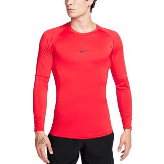 Tætsiddende Nike Pro Dri-FIT-fitnessoverdel med lange ærmer til mænd - rød - S