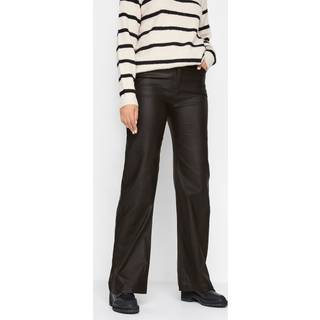 Lts Tall Black Faux Leather Wide Leg Trousers Size Ex Long > 8 - Ex Long 8