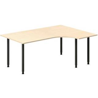 Office skrivebord højrevendt 180x120cm birk med sort stel