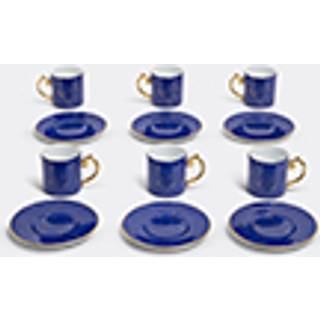 L'Objet Tea and Coffee - 'Lapis' espresso cup and saucer, set of six in Blue, Gold Porcelain