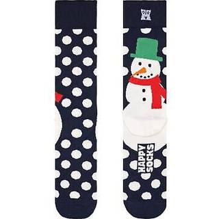Cozy Snowman Socks | Navy Jumbo Winter Socks - Navy, White, Green, Red - 41-46