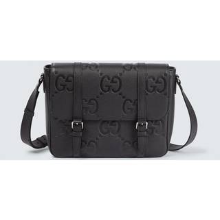 Gucci - Jumbo GG Medium Logo-Debossed Full-Grain Leather Messenger Bag - Men - Black