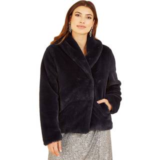 Yumi Yumi Black Short Wrap Faux Fur Coat