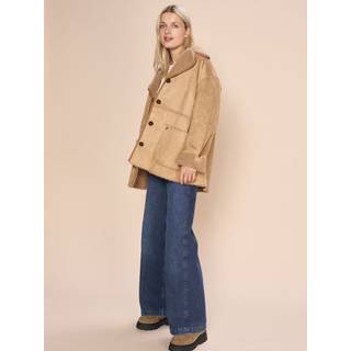 Fiona Faux Shearling Jakke, Light Cognac, XS