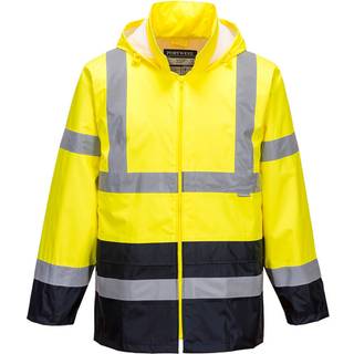 Hi-Vis Klassisk kontrast regnjakke - Gul/Marine (Størrelse: XL)