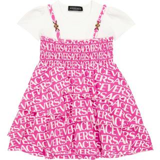 Versace Kids Logo cotton-blend dress - pink - Y 6