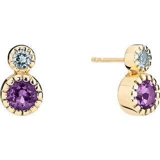 Lund Copenhagen 8 kt. guld ørestikker med topaz og ametyst