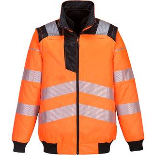 PW3 hi-vis 3 i 1 pilotjakke - Orange/Sort (Størrelse: XL)