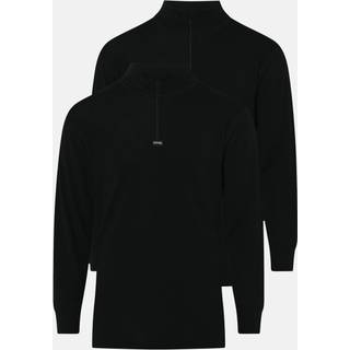 Langærmet t-shirts "zip" 2-pak | 100% merino uld | Sort