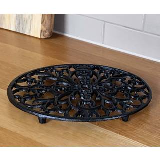 Topfuntersetzer Oval Untersetzer Vintage Gusseisen Schwarz Antik-Stil 24cm