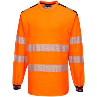 PW3 Hi-Vis Langærmet t-shirt - Orange/Marine (Størrelse: 4XL)