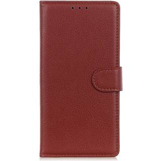 iPhone 13 Mini Litchi Læder Flip Cover m. Pung & Ståfunktion - Brun