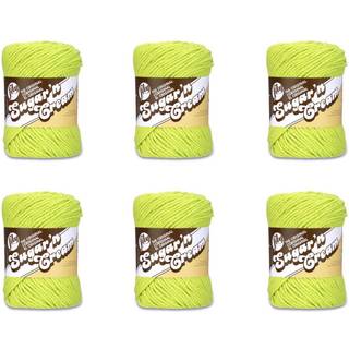 Lily Sugarn Cream Yarn 6 Pack Hot Green 6 Count