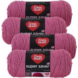 Red Heart Super Saver Yarn (4-Pack 7oz Skeins) (Light Raspberry)