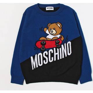 Moschino Kids Logo cotton and wool sweater - blue - Y 4