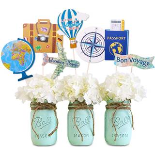 Yaaaaasss! Lad eventyret begynde midtstykker rejser tema midtstykker pinde Adventure venter p? Bon Voyage Farewell World Map Retirement Graduatio