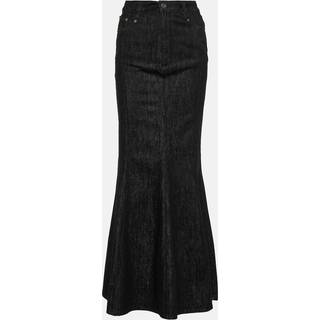 Self-Portrait Flared denim maxi skirt - black - XXS