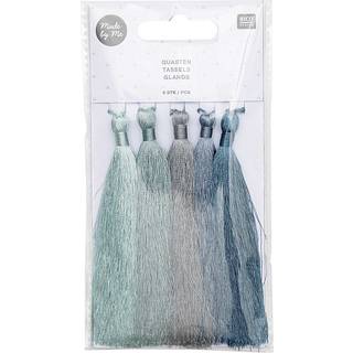 Quasten fein 9cm 5 Stück - Aqua