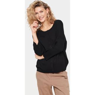 Saint Tropez Milasz Rib Sl Cardigan Strik 30512474 Black (XSMALL)