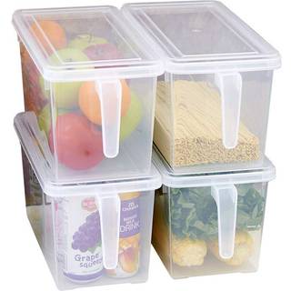 Minedecor plastopbevaringscontainere firkantet madopbevaringsarrang?r Stable k?leskabsarrang?r h?ndterer k?kkencontainere med l?g til frugtgr?nts